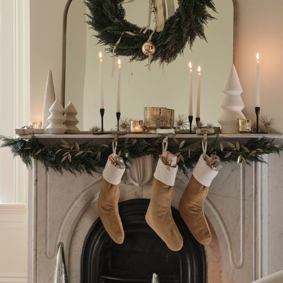 West Elm Large Velvet Stocking - Golden Oak - Picture 4 of 5